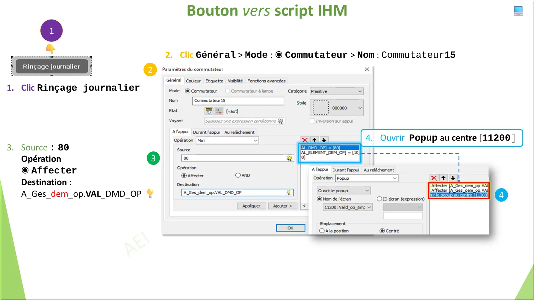 Bouton vers script IHM